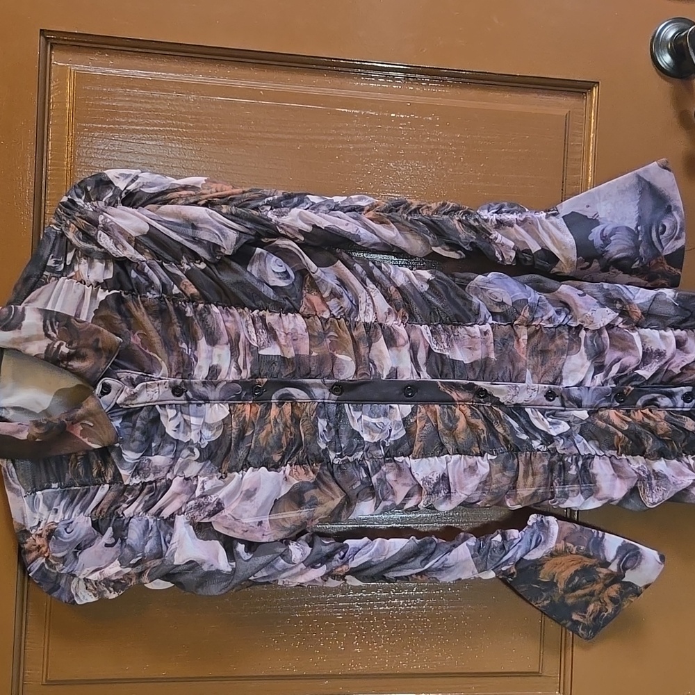 PrettyLittleThing-Draped lavender/gray print straight dress Sz 8 - Picture 10 of 16